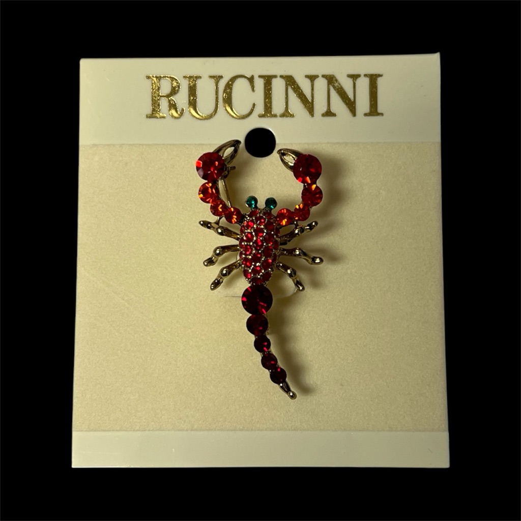New Vtg Rucinni Scorpian Swarovski Crystal Pin Brooch 2” Jewelry Gift For Her